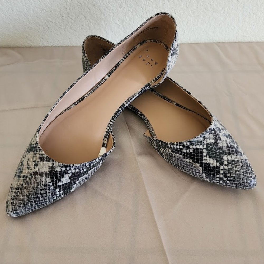 A New Day Snakeskin Print d'Orsay Flats